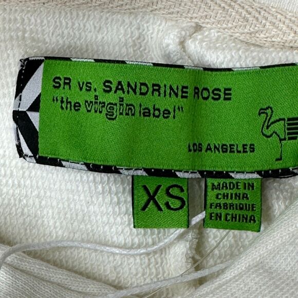 Sandrine Rose L'Artiste Distressed Pullover Hoodie Sweatshirt Cream Women XS NWT - Picture 2 of 11